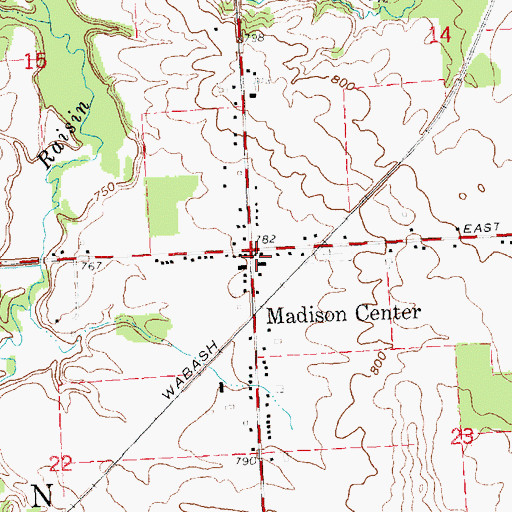 Topographic Map of Madison Center, MI