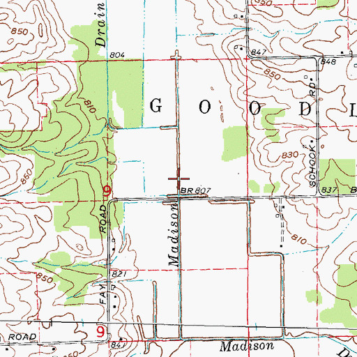 Topographic Map of Madison Drain, MI