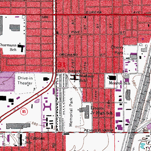 Topographic Map of Madison School, MI