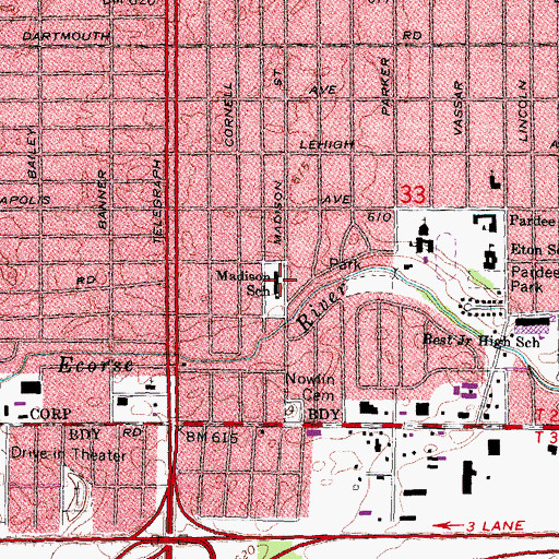 Topographic Map of Madison School, MI