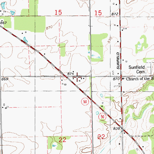 Topographic Map of Magden School, MI