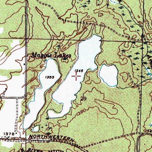 Topographic Map of Maggie Lakes, MI