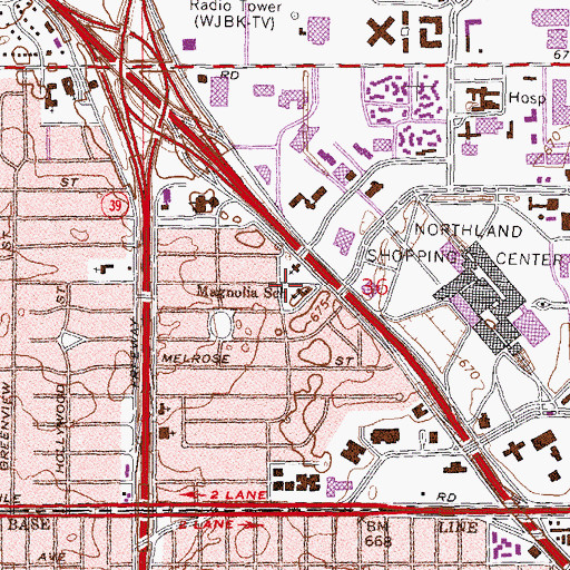Topographic Map of Magnolia School, MI