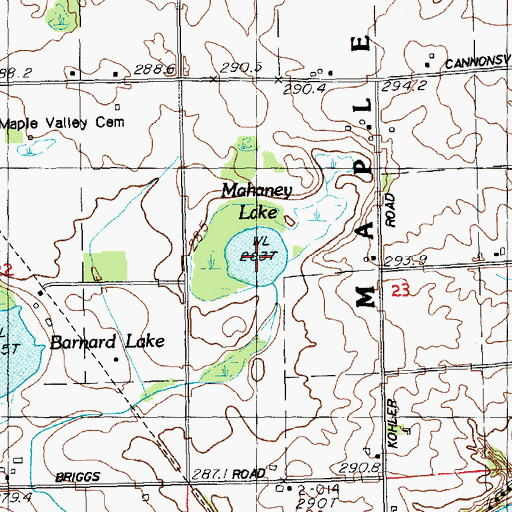 Topographic Map of Mahaney Lake, MI
