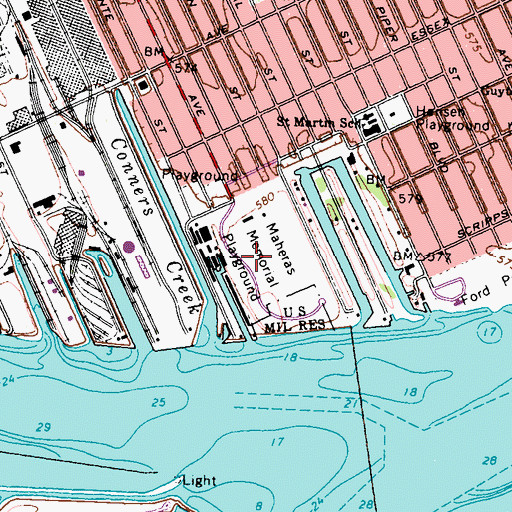 Topographic Map of Maheras Memorial Playground, MI
