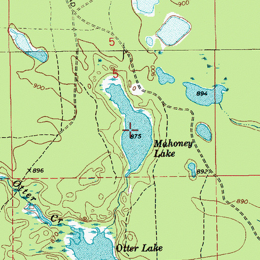 Topographic Map of Mahoney Lake, MI