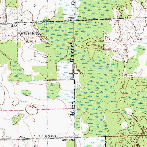 Topographic Map of Main Hartel Drain, MI