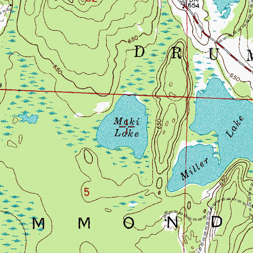 Topographic Map of Maki Lake, MI