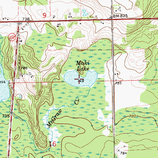 Topographic Map of Maki Lake, MI