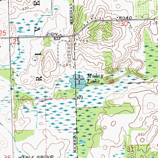 Topographic Map of Malay Lake, MI