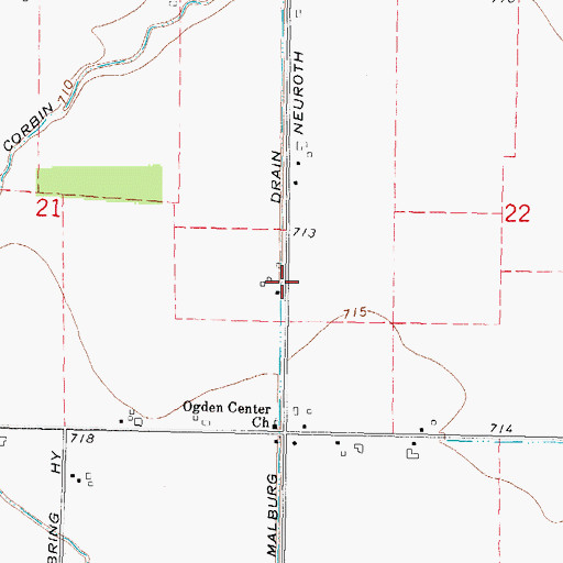 Topographic Map of Malburg Drain, MI
