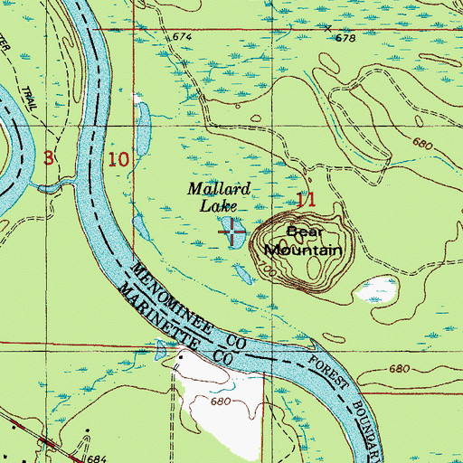 Topographic Map of Mallard Lake, MI