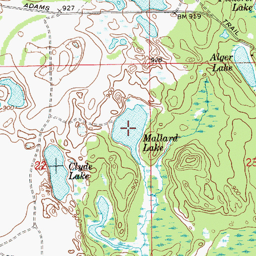 Topographic Map of Mallard Lake, MI