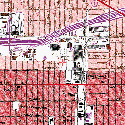 Topographic Map of Mallett Playground, MI