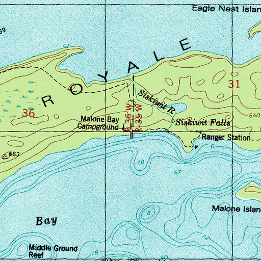 Topographic Map of Malone Bay Campground, MI