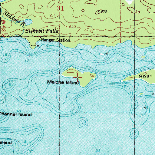 Topographic Map of Malone Island, MI