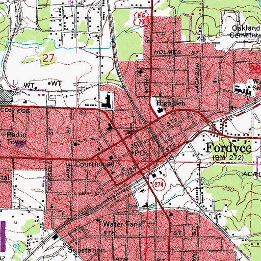 Topographic Map of First United Methodist Church, AR