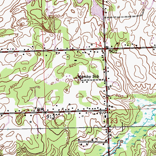 Topographic Map of Mamby School, MI