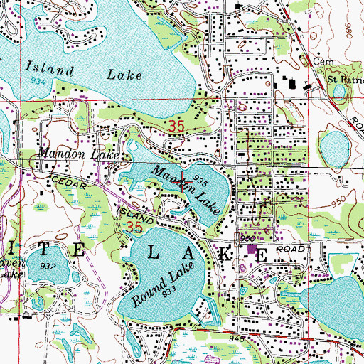 Topographic Map of Mandon Lake, MI