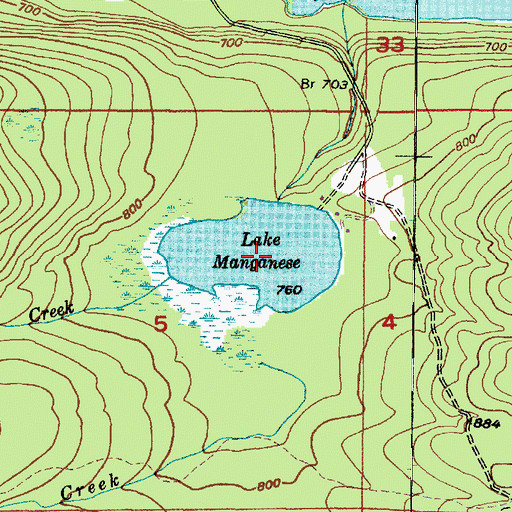 Topographic Map of Lake Manganese, MI
