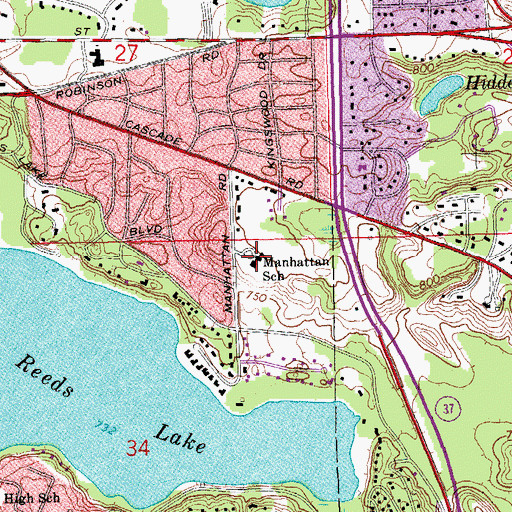 Topographic Map of Manhattan School, MI