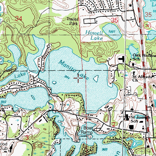 Topographic Map of Manito Lake, MI