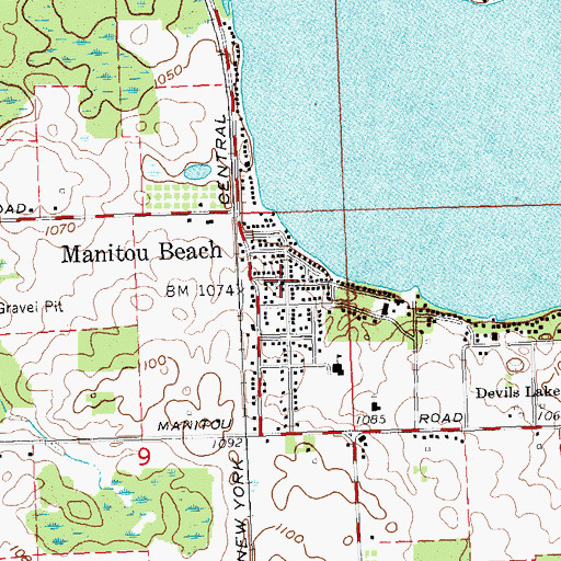 Topographic Map of Manitou Beach, MI