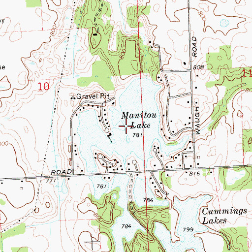Topographic Map of Manitou Lake, MI