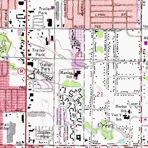 Topographic Map of Manley School, MI