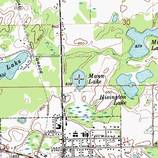 Topographic Map of Mann Lake, MI
