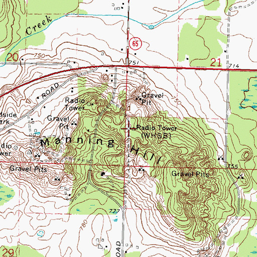 Topographic Map of Manning Hill, MI