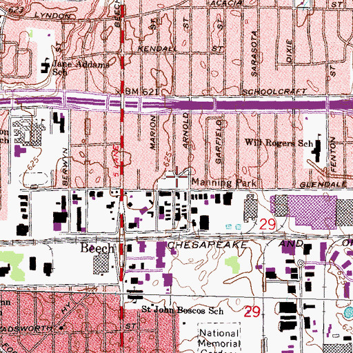 Topographic Map of Manning Park, MI