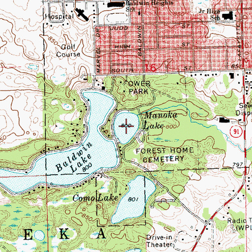 Topographic Map of Manoka Lake, MI