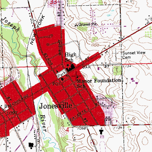 Topographic Map of Manor Foundation School, MI