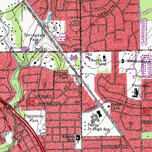 Topographic Map of Manor Park, MI