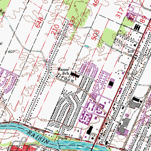 Topographic Map of Manor Elementary School, MI