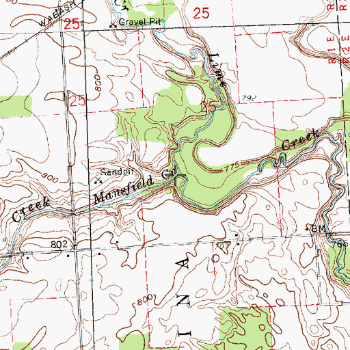 Topographic Map of Mansfield Creek, MI