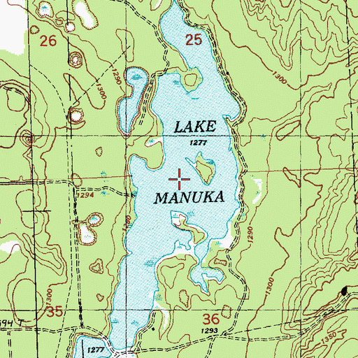 Topographic Map of Lake Manuka, MI
