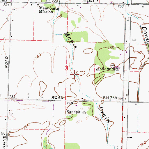 Topographic Map of Mapes Drain, MI