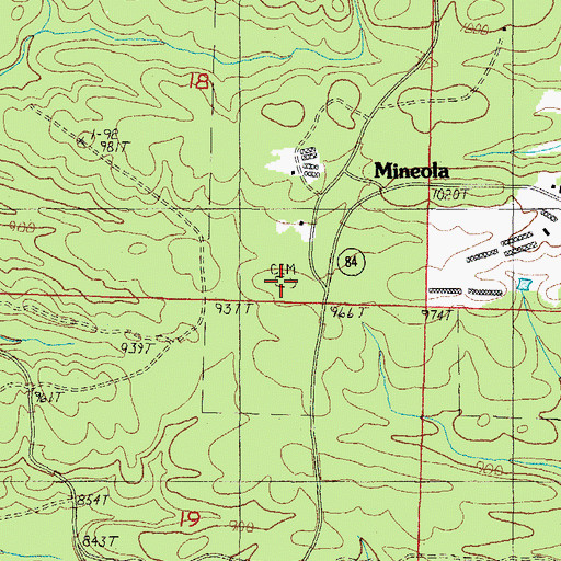 Topographic Map of Mineola Cemetery, AR