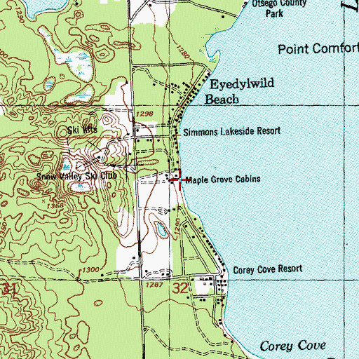 Topographic Map of Maple Grove Cabins, MI