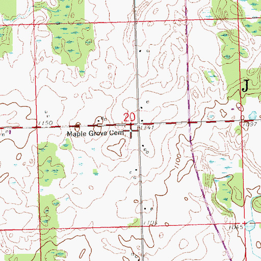 Topographic Map of Maple Grove Cemetery, MI