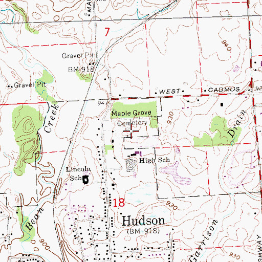 Topographic Map of Maple Grove Cemetery, MI