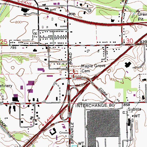 Topographic Map of Maple Grove Cemetery, MI
