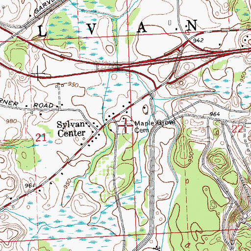 Topographic Map of Maple Grove Cemetery, MI