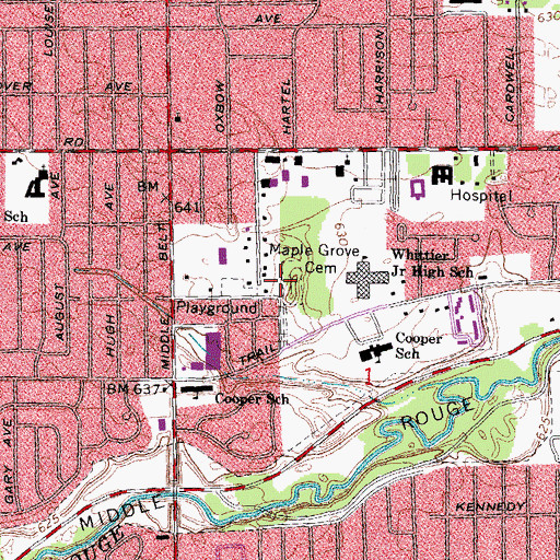 Topographic Map of Maple Grove Cemetery, MI