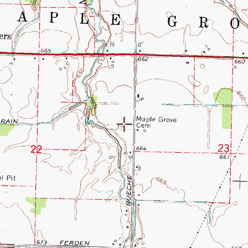 Topographic Map of Maple Grove Cemetery, MI