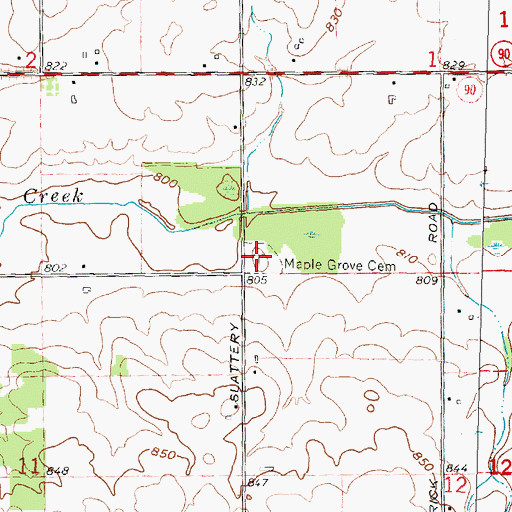 Topographic Map of Maple Grove Cemetery, MI