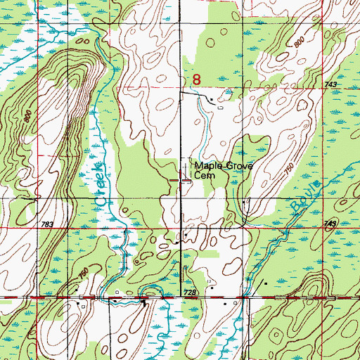 Topographic Map of Maple Grove Cemetery, MI