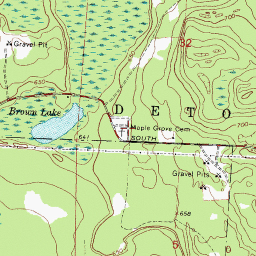 Topographic Map of Maple Grove Cemetery, MI